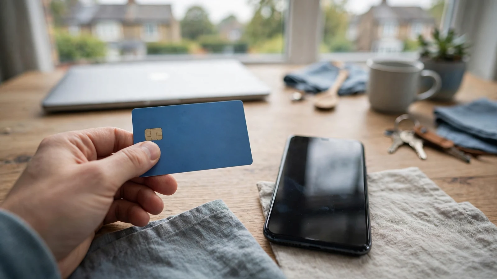 Debit card and dark smartphone for UK casino payments