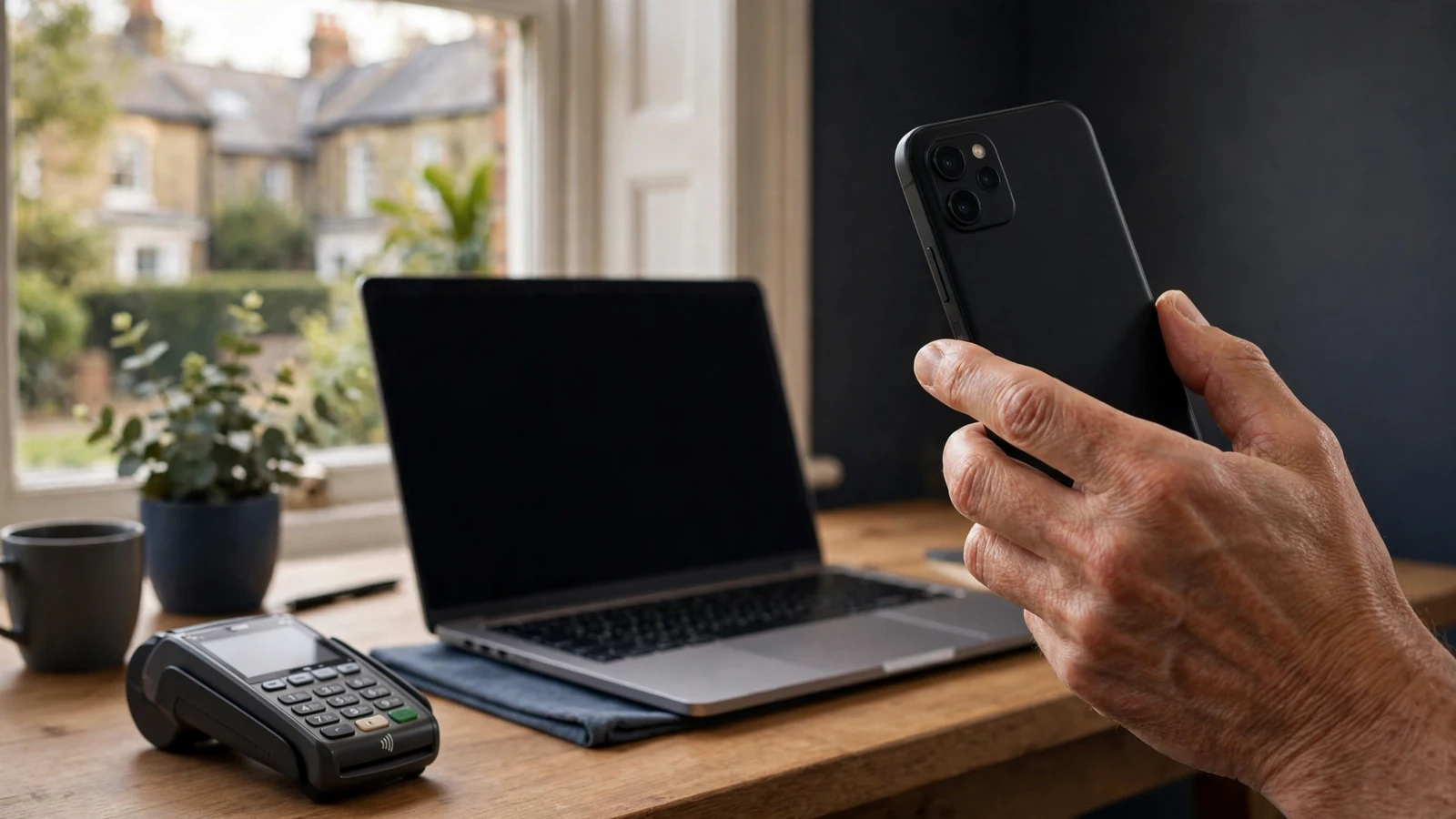 UK player checking payment methods on a smartphone and laptop