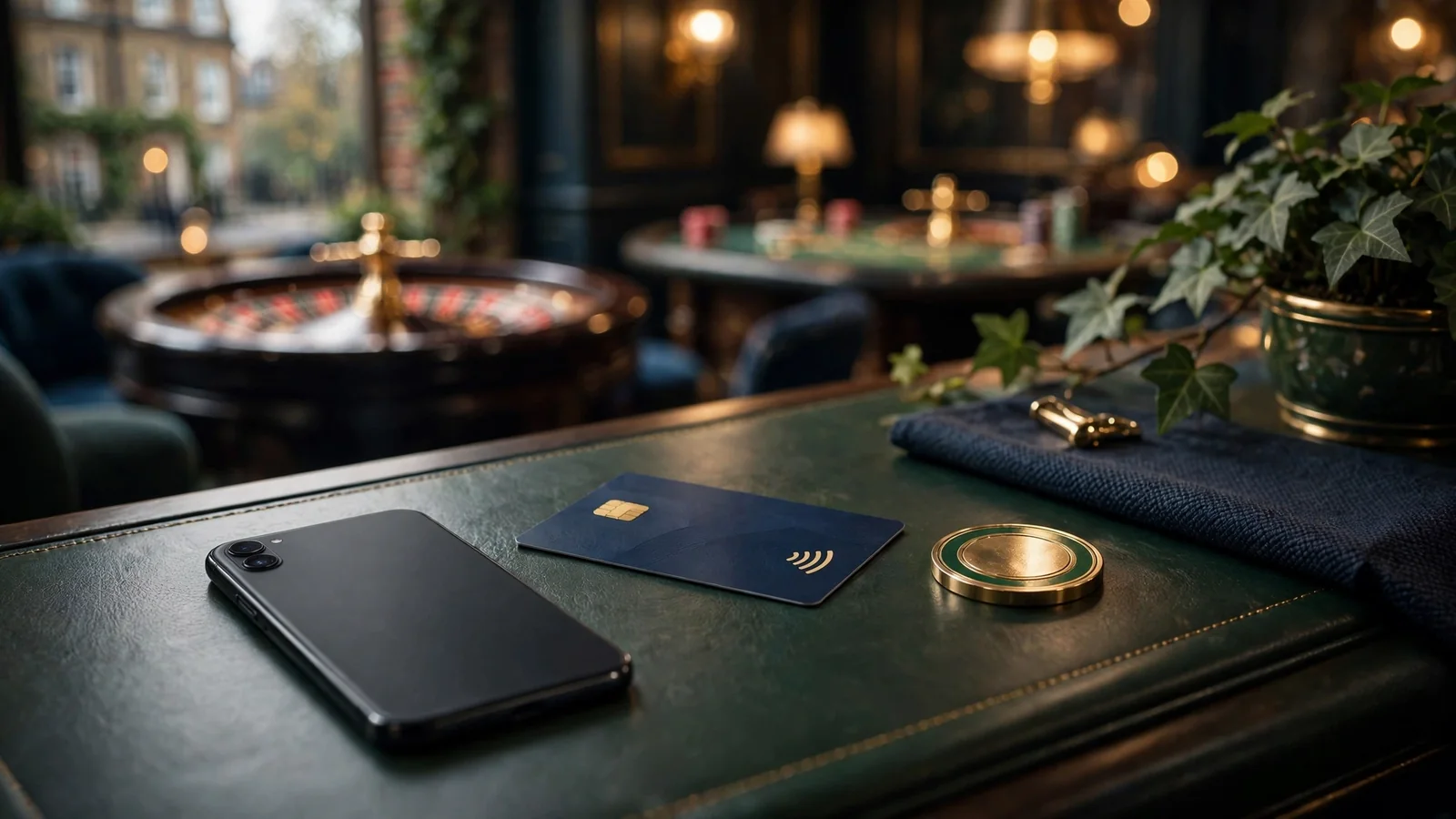 Secure mobile payment and casino tokens in a premium British setting