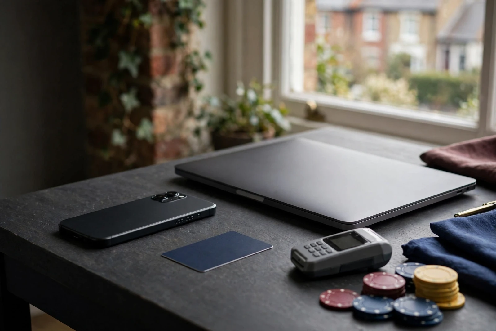 UK casino payment options represented by offline devices, card, and chips