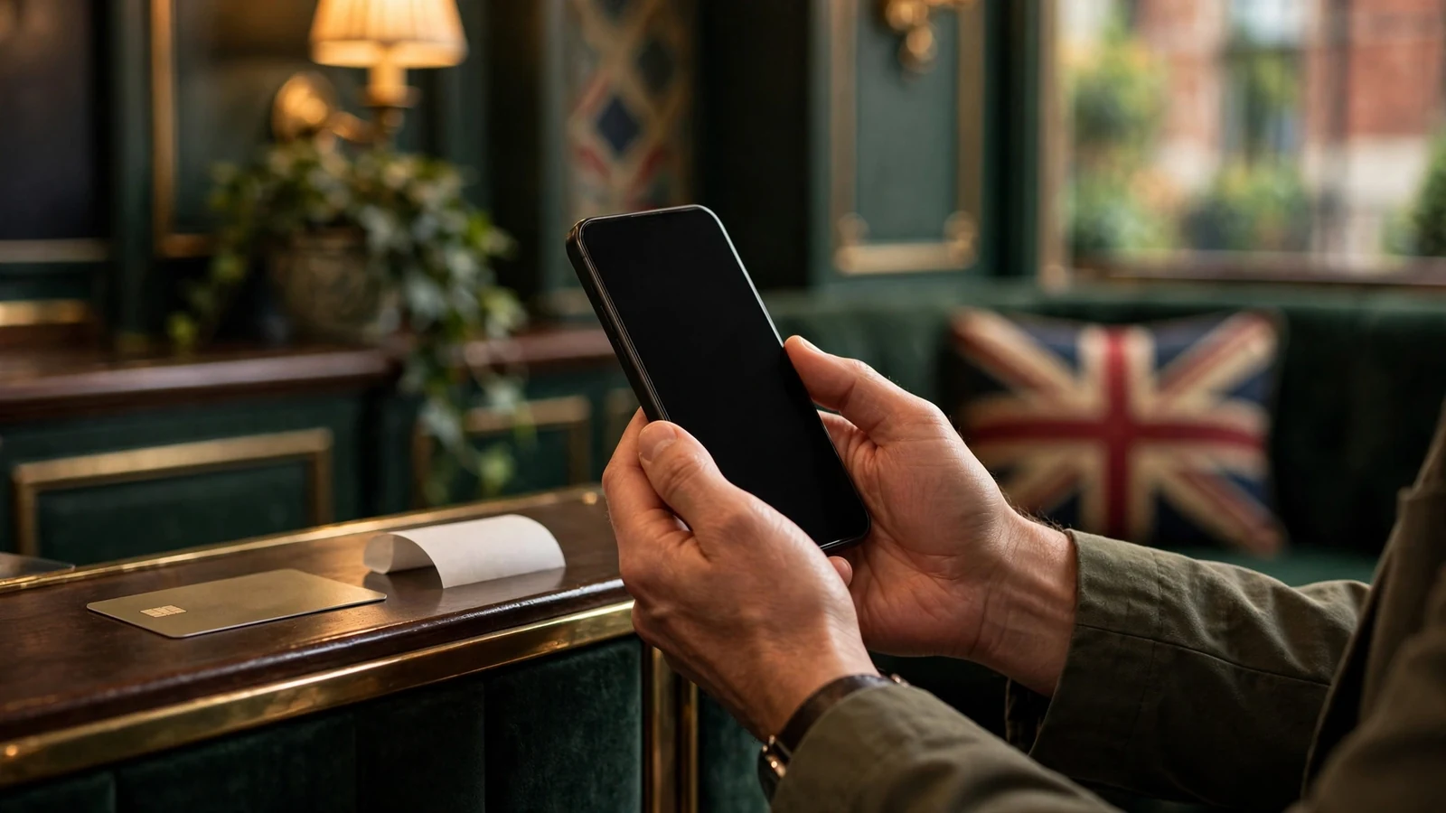 Anonymous payment transaction at a premium UK casino cashier counter