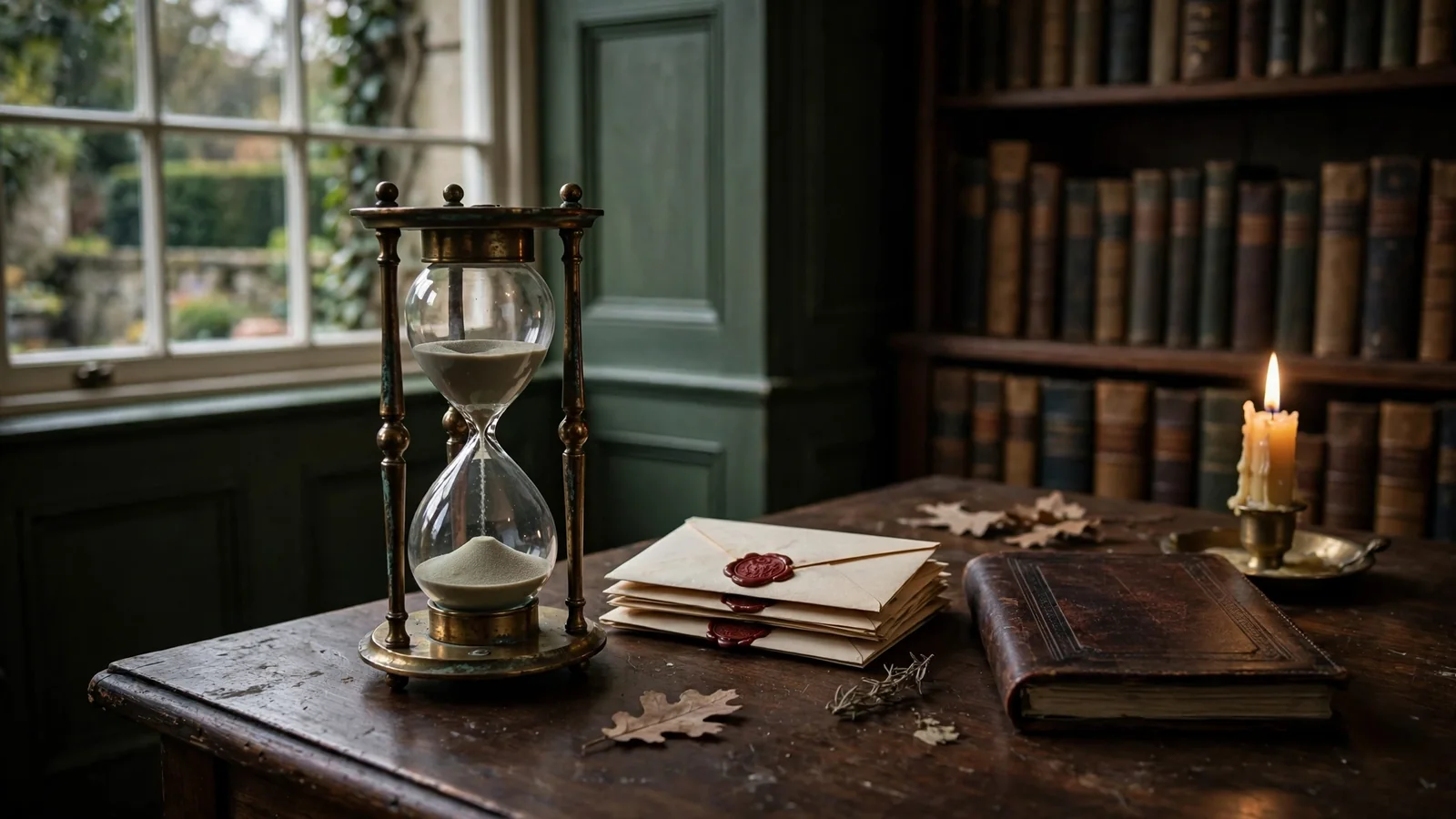 Hourglass with sealed envelopes illustrating bonus time limits