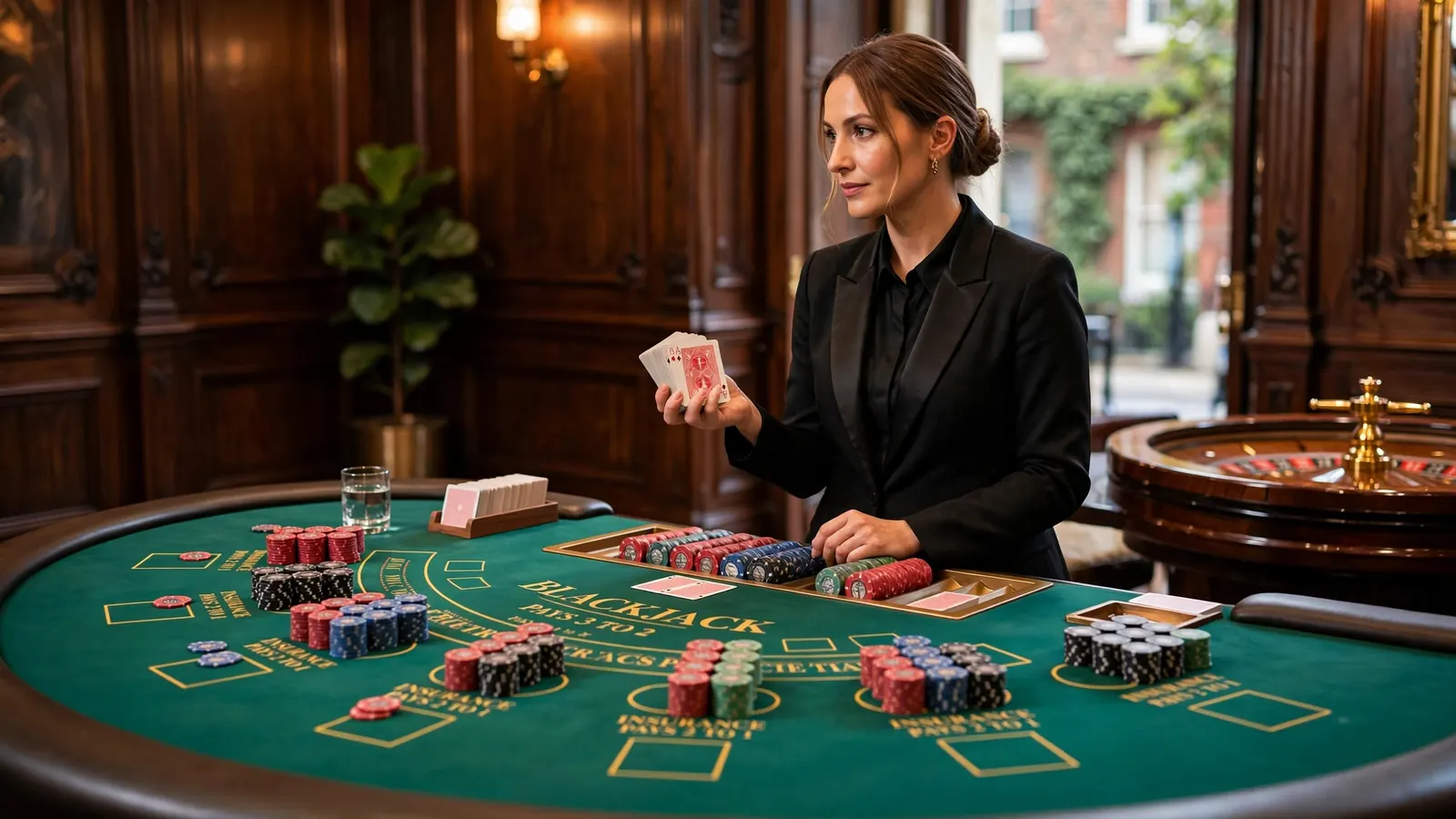 Live dealer blackjack table in a UK casino studio