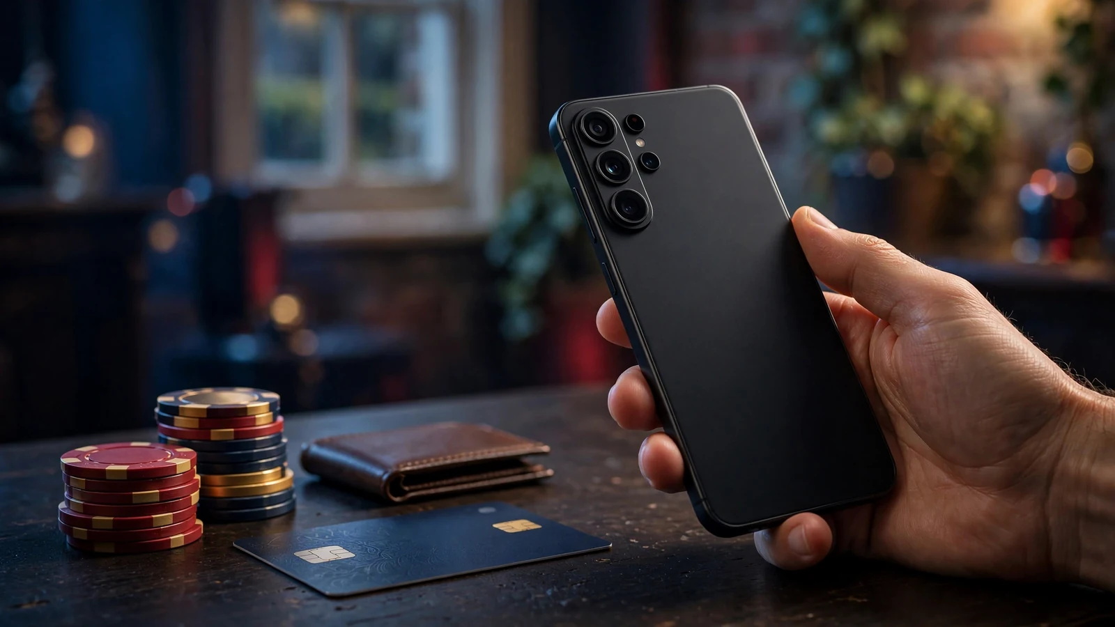 Smartphone and payment card illustrating UK mobile casino funding
